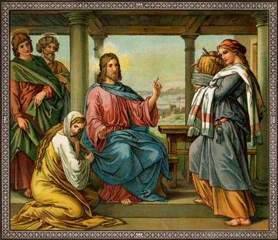Jesus in the House of Martha and Mary - Bible, New Testament by Unknown